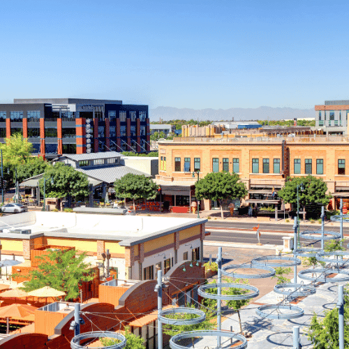 Map showing Gilbert and Chandler service areas